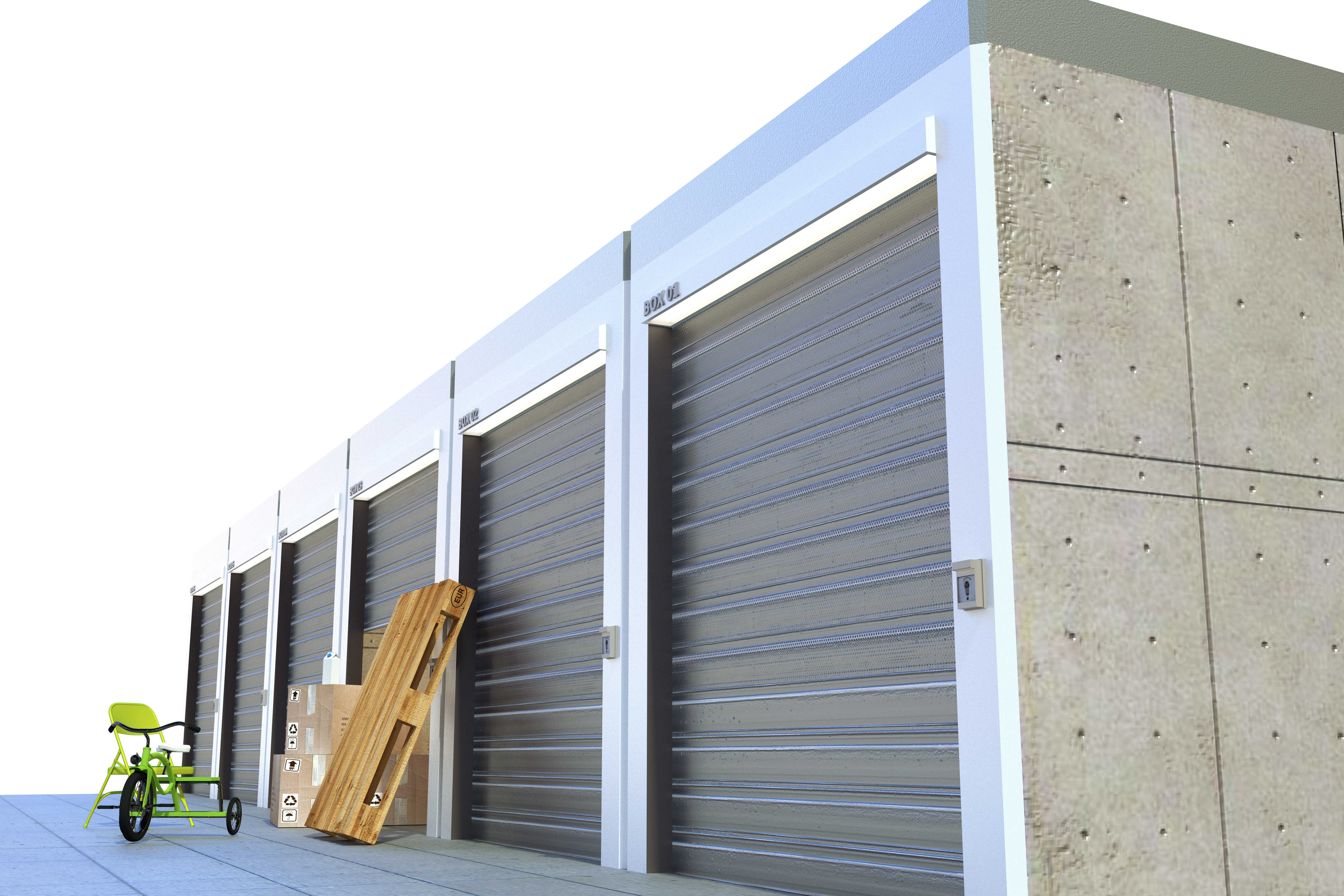 storage units isolated on white background