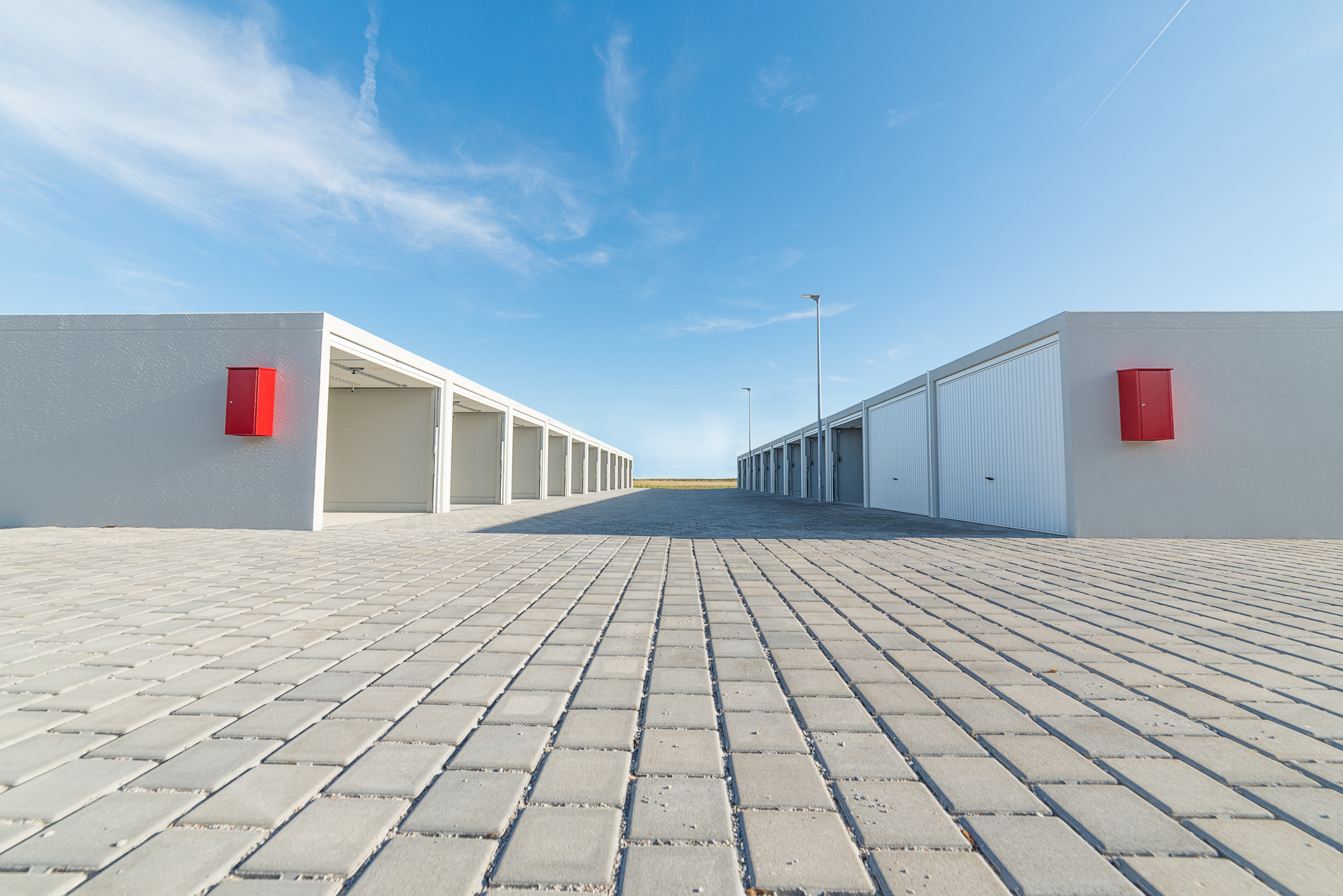 Empty open door self storage unit for rental