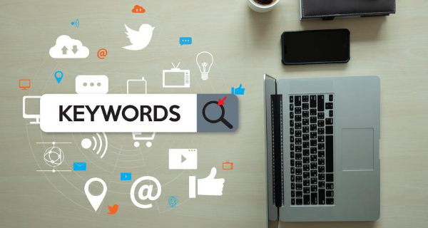 Laptop and Keywords graphic