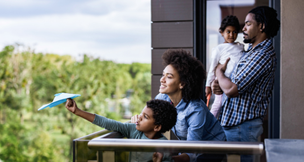 Family on Apartment Porch