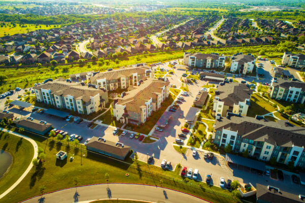 Aerial view of a multifamily property